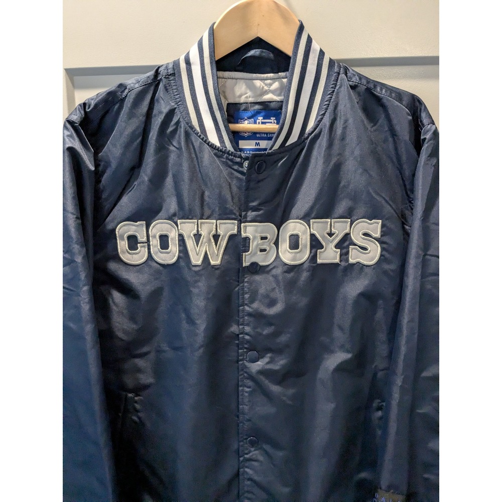 Dallas Cowboys NFL Ultra Game Satin Bomber Jacket Men's‎ Size M Blue White